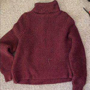 Madewell maroon turtle neck sweater.